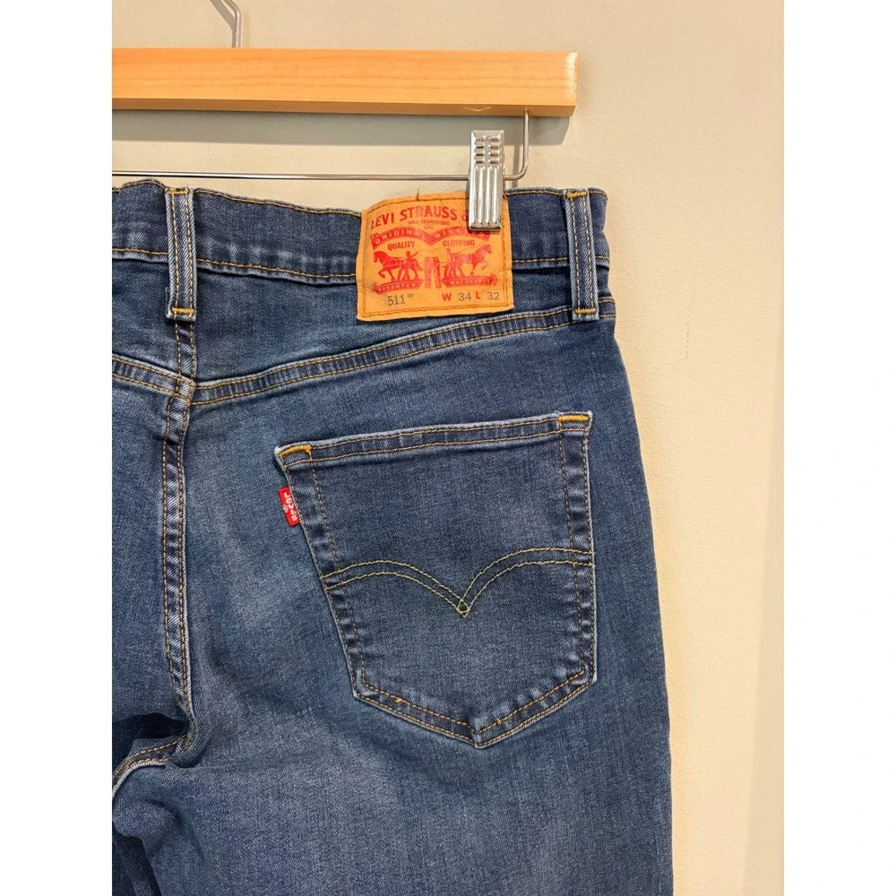 Levis 511 Slim Fit Jeans Mens 34x32 Medium Wash Blue Stretch Denim 04511-2595